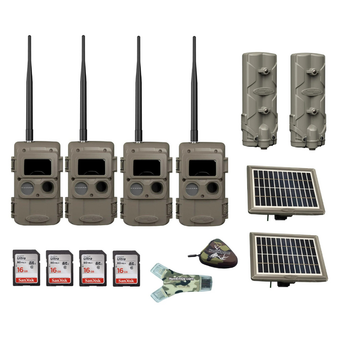 Cuddeback Package - 4x Cuddelink LL-2A IR Camera, 2x Power Bank PW-001, 2x Solar Panel PW-3600, & 16 GB SD w/ Reader