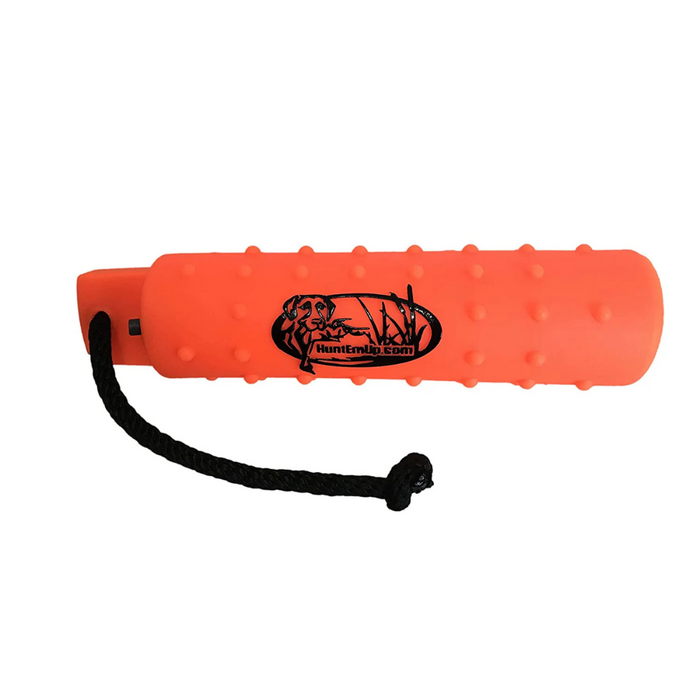 The HuntEmUp 3in Plastic Dog Training Bumper Dummy w/Valve Orange