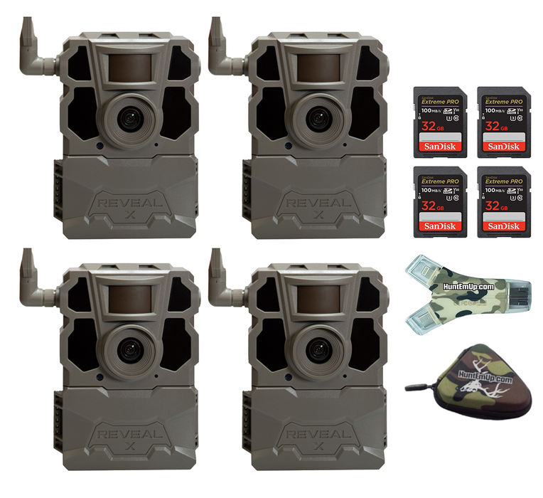 REVEAL X Gen 2.0 Trail Camera - Four Pack with SD Card - Reader and Case