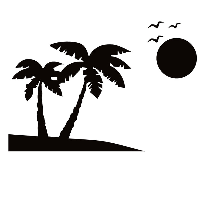 Palm Trees Beach Scene Decal – Palm Trees Beach Scene Sticker – 1286