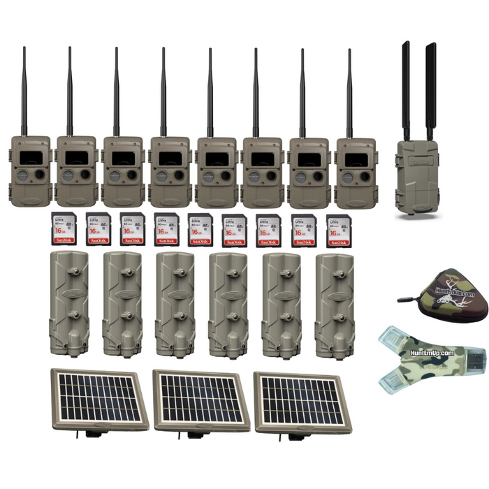 Cuddeback Cuddelink Cell Home LLC-H with 8 Long Range IR Cameras IR-LL-2A, 3 Solar Power Banks PW-3600, 6 Battery Power Banks PW-001 & 16GB SD Cards, SD Card Reader, and Case