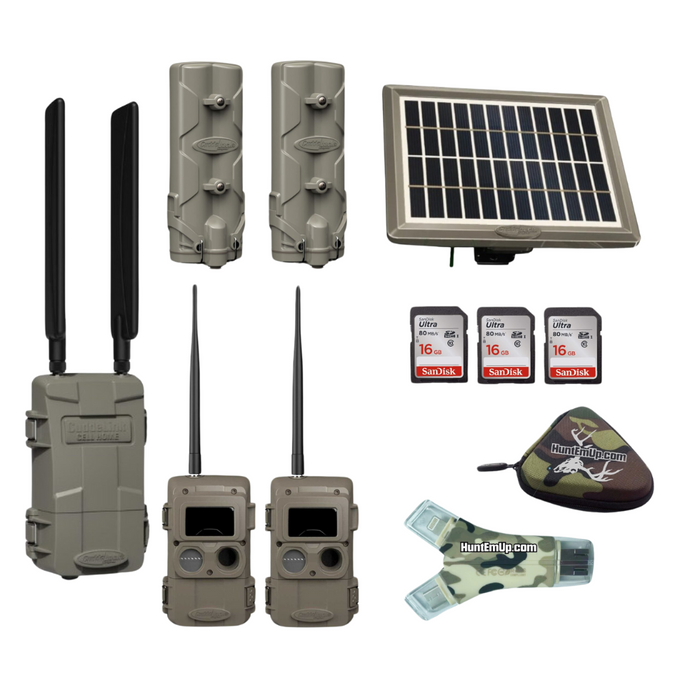 Cuddeback Cuddelink Cell Home LLC-H w/ 2 Long Range IR Cameras IR-LL-2A, Solar Power Bank PW-3600, 2 Battery Power Banks PW-001, & 16GB SD Cards, Card Reader, and Case