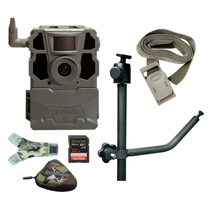 REVEAL X Gen 2.0 Trail Camera Bundle - Adjustable Camera Stake, Strap & Buckles, with SD card and Reader