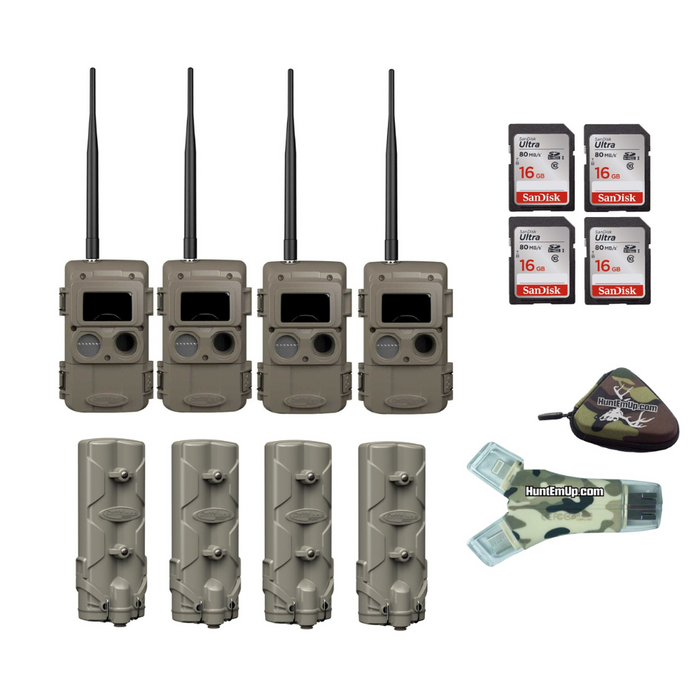 Cuddeback Bundle - 4x IR LL-2A Cameras, 4x PW-001 Power Banks, & 16 GB SD Cards w/ Reader