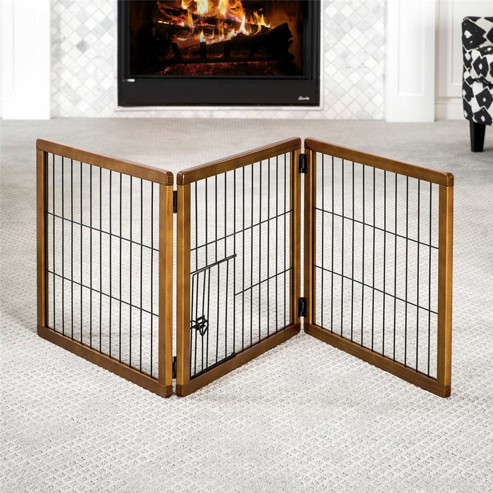 Carlson Small Breed 3-Panel Wood Freestanding Gate