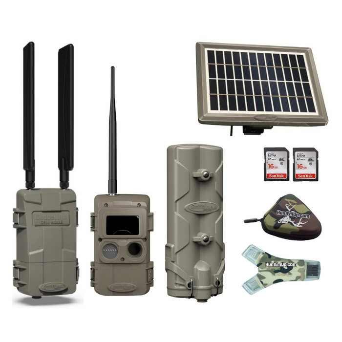 Cuddeback Cuddelink Cell Home LLC-H with Long Range IR Camera IR-LL-2A, Solar Power Bank PW-3600, Battery Power Bank PW-001, 16GB SD Cards, SD Card Reader, and Case