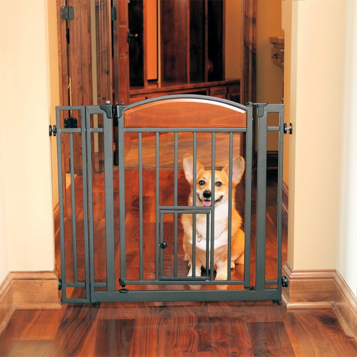 Carlson Design Studio Metal Walk-Thru Gate with Pet Door