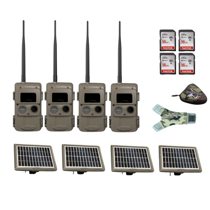 Cuddeback Bundle - 4x IR LL-2A Cameras, 4x PW-3600 Solar Panels, & 16 GB SD Cards