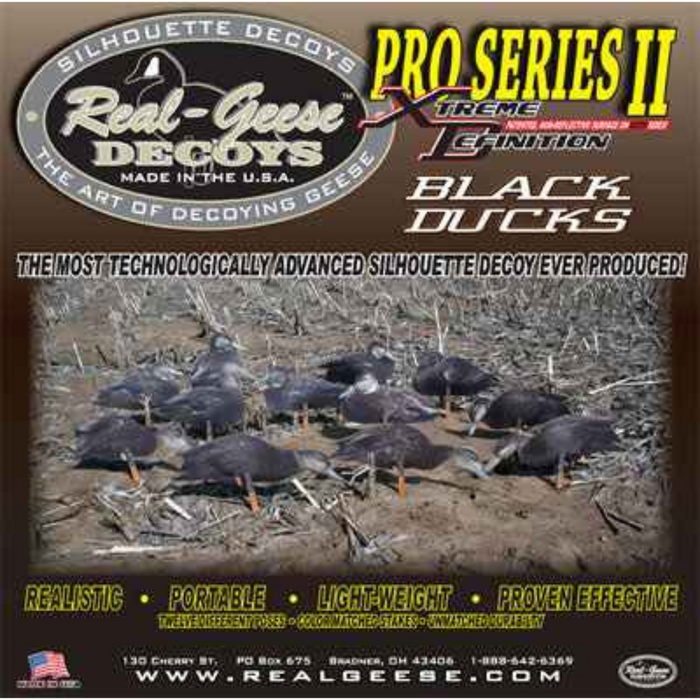 Real-Geese Pro Series II Black Duck Decoys - Silhouette Mallard Decoys