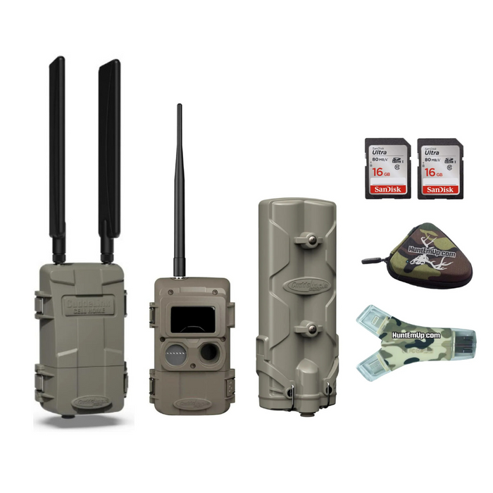 Cuddeback Cuddelink Cell Home LLC-H with Long Range IR Camera IR-LL-2A, Battery Power Bank PW-001 & 16BG SD Cards, Card Reader, and Case