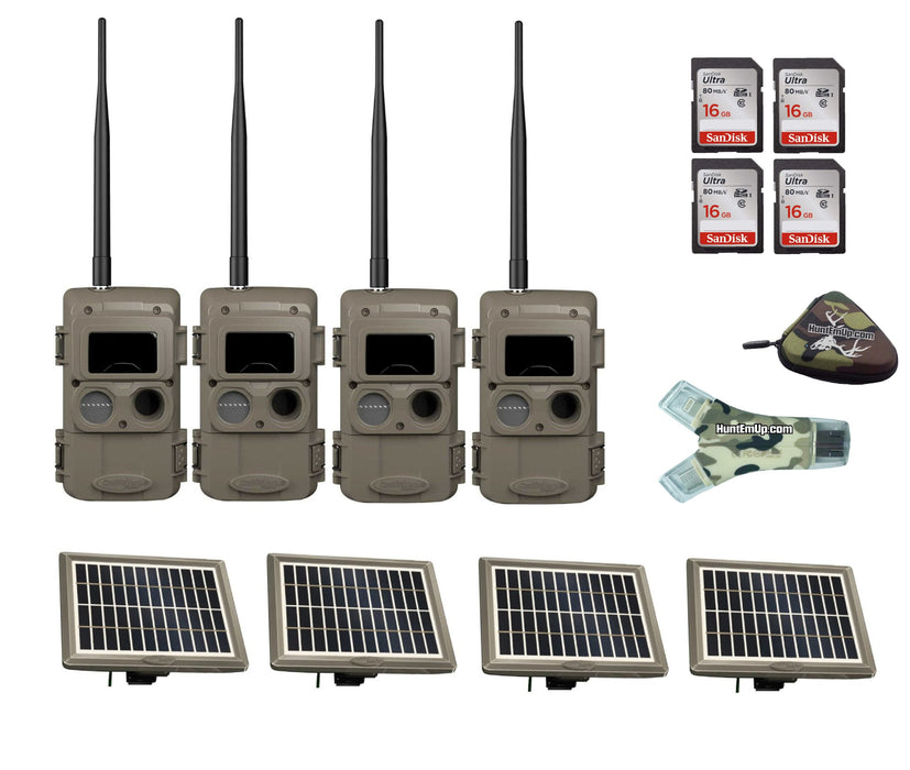 Cuddeback Bundle - 4x IR LL-2A Cameras, 4x PW-3600 Solar Panels, & 16 GB SD Cards