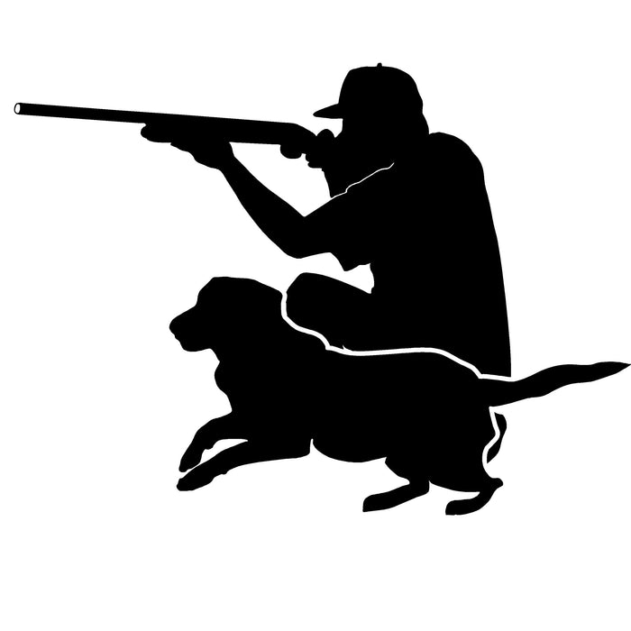 Hunting Labrador Retriever w/Male Gunner Decal – Male Hunter with Labrador Retriever Sticker – 3501M