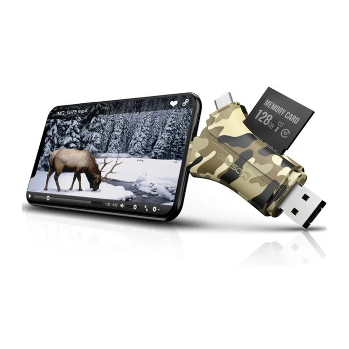 HuntEmUp 4 in 1 Trail Camera SD Card Viewer Viewer Case and 32 GB SD Card