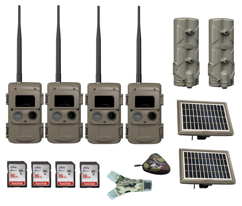 Cuddeback Package - 4x Cuddelink LL-2A IR Camera, 2x Power Bank PW-001, 2x Solar Panel PW-3600, & 16 GB SD w/ Reader