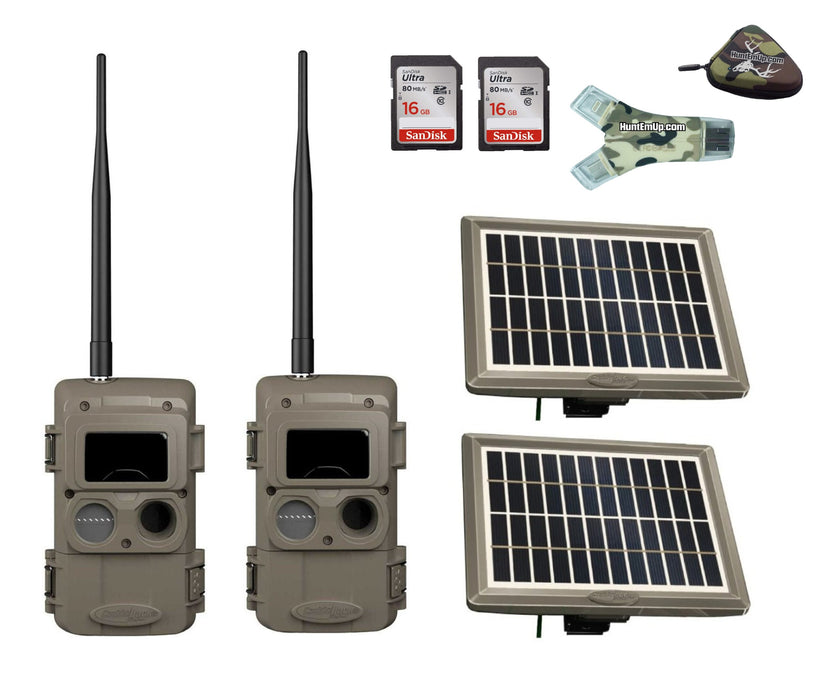 Cuddeback Package - 2x IR LL-2A Cameras, 2x PW-3600 Solar Panels & 16 GB SD Cards w/ Reader