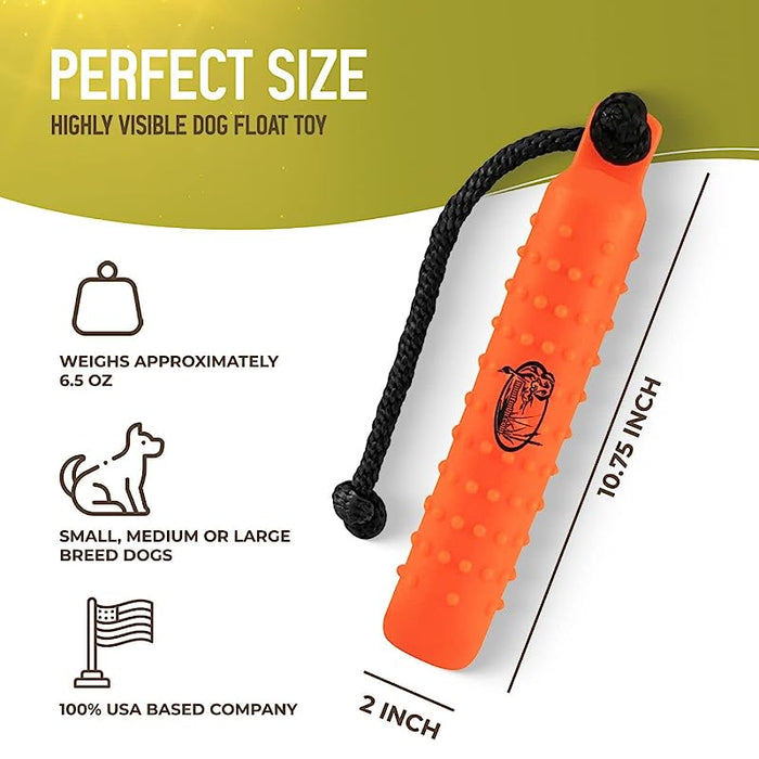 HuntEmUp Dog Training Kit - 3 in Orange Plastic Dog Training Bumper with Throw Rope + Mesh Bumper Storage Bag + Lanyard & Whistle