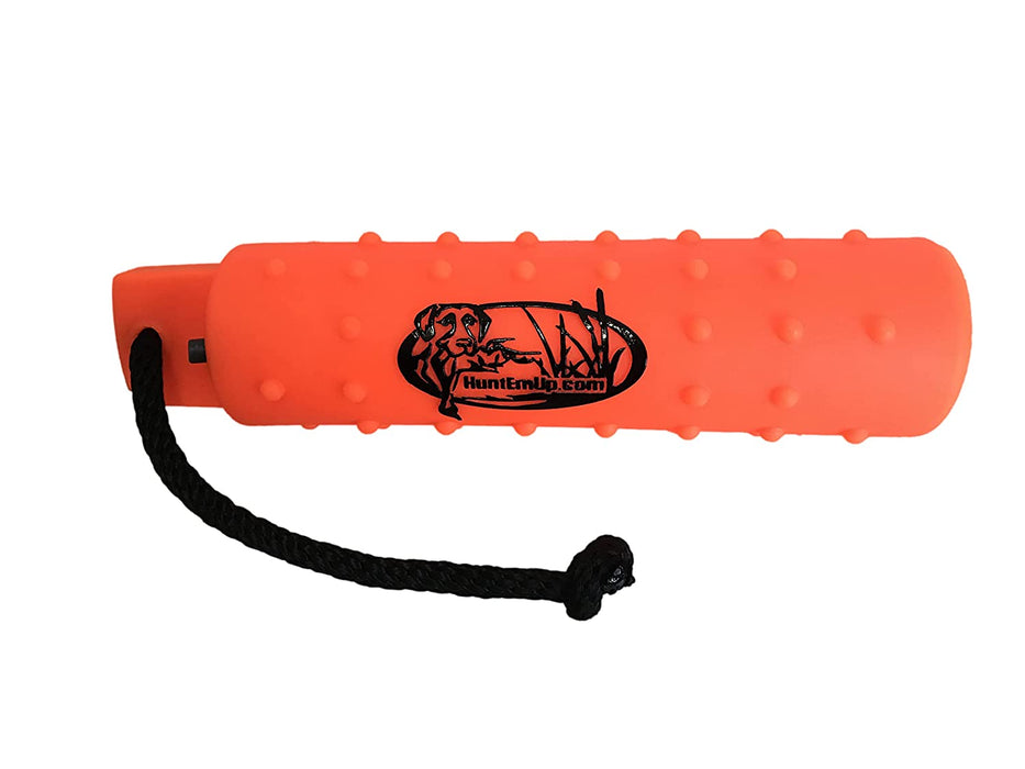 The HuntEmUp 3in Plastic Dog Training Bumper Dummy w/Valve Orange