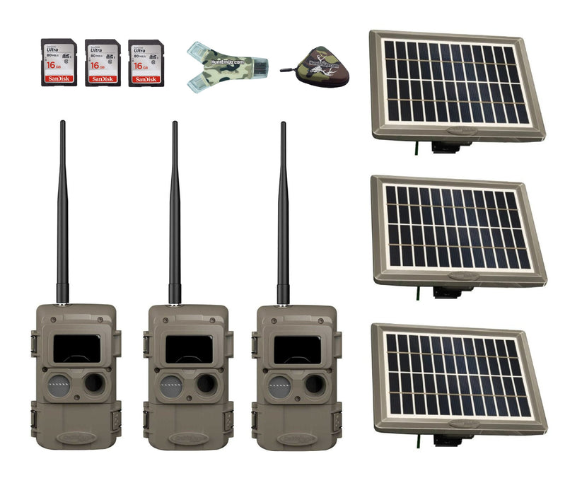 Cuddeback Bundle - 3x IR LL-2A Cameras, 3x PW-3600 Solar Panels & 16 GB SD Cards w/ Reader