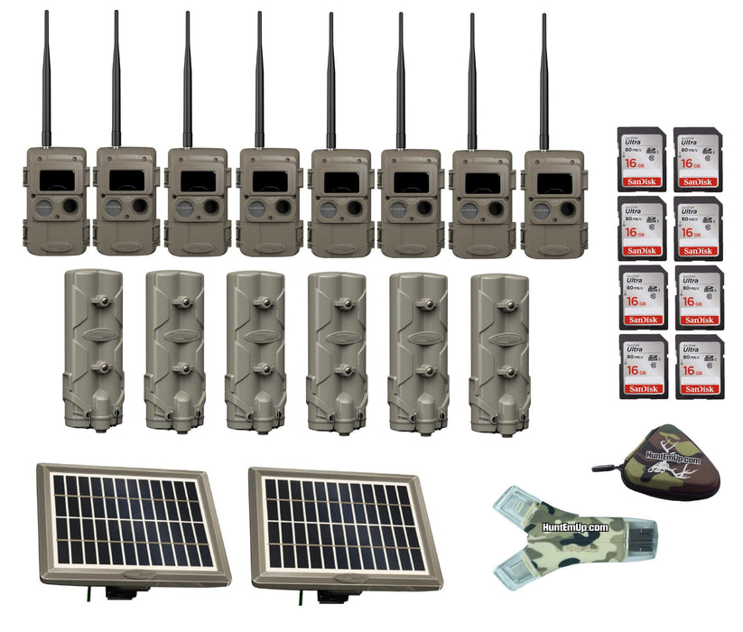 Cuddeback Kit - 8x IR LL-2A Cameras, 6x PW-001 Power Bank, 2x PW-3600 Solar Panels & 16 GB SD Cards w/ Reader