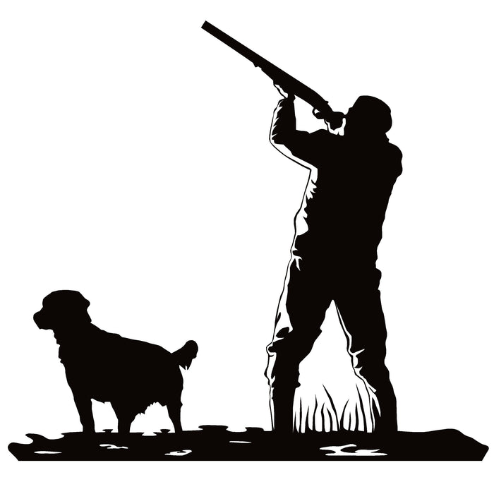 Waterfowl Hunter with Gun and Dog Decal – Duck Hunter with Gun and Dog Hunting Sticker – 7099