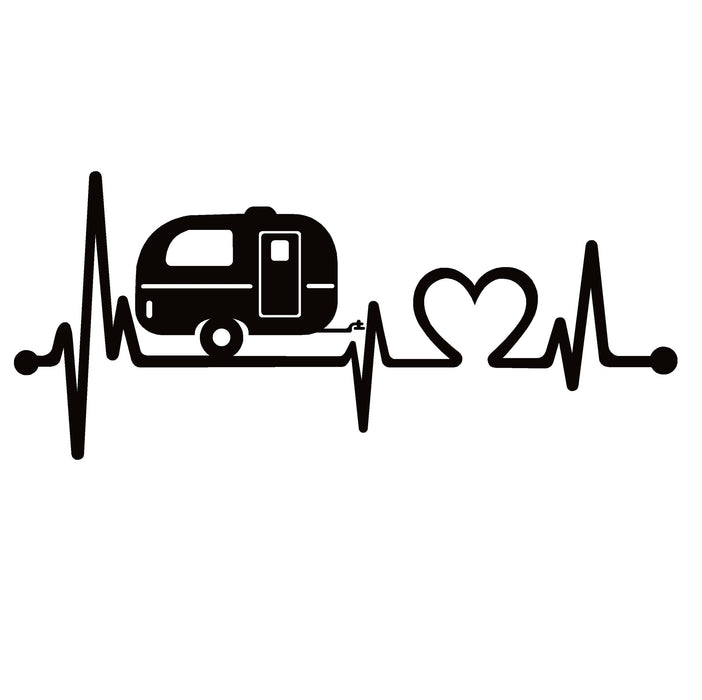 Camping Love Heartbeat Lifeline Decal – Camper Love Heartbeat Lifeline Sticker – 7113