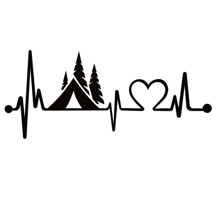 Camping Tent Love Heartbeat Lifeline Decal – Camping Tent Love Heartbeat Lifeline Sticker – 7118