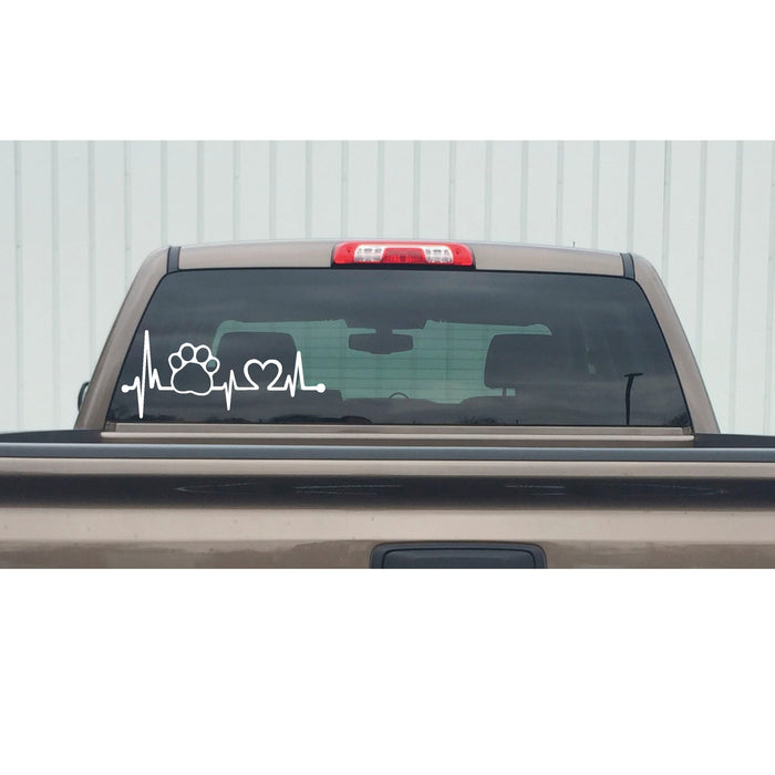 Dog Paw Heartbeat Lifeline Decal –  Dog Paw Heartbeat Lifeline Sticker – 7120