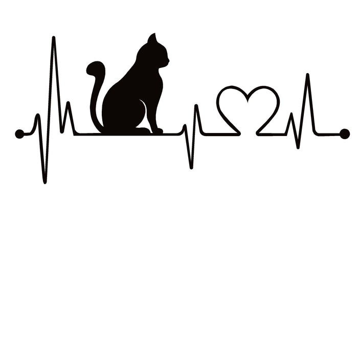 Cat Lover Heartbeat Lifeline Decal – Cat Lover Heartbeat Lifeline Sticker – 7168