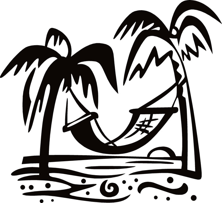 Beach Hammock Scene Decal – Beach Hammock Scene Sticker – 7186