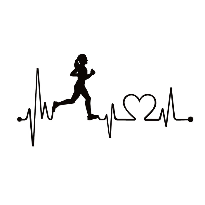 Woman Jogger / Run Heartbeat Lifeline Decal – Woman Jogger / Run Heartbeat Lifeline Sticker – 7284