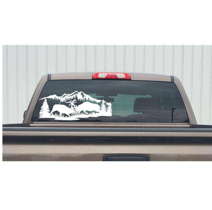 Bulls Fighting Scene Elk Hunting Decal  – Elk Hunting Bulls Fighting Sticker  – 7339