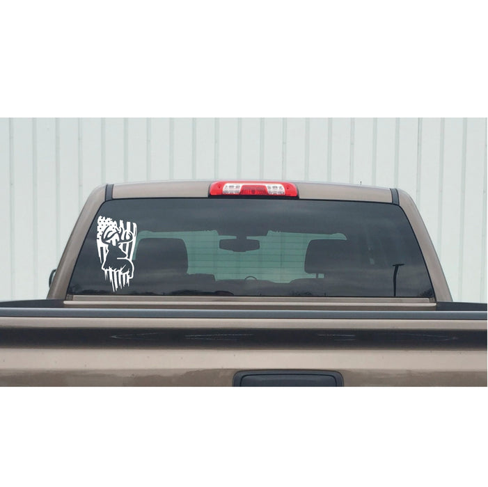 Deer Buck Head Back Image USA Flag Decal – Deer Head Back Image USA Flag Window Sticker – 7418