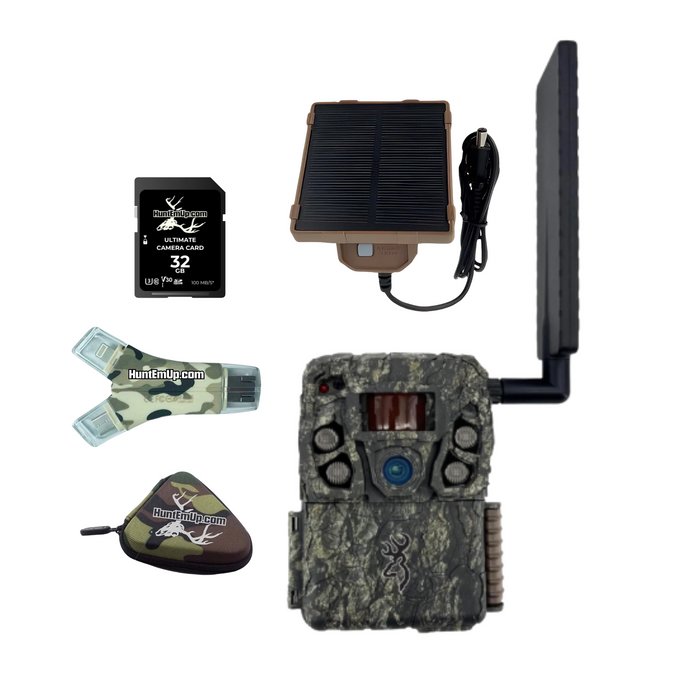 Browning Defender Vision Pro AI with Browning Micro Solar Battery Pack, HuntEmUp 32GB SD Card, High-Speed card reader and case