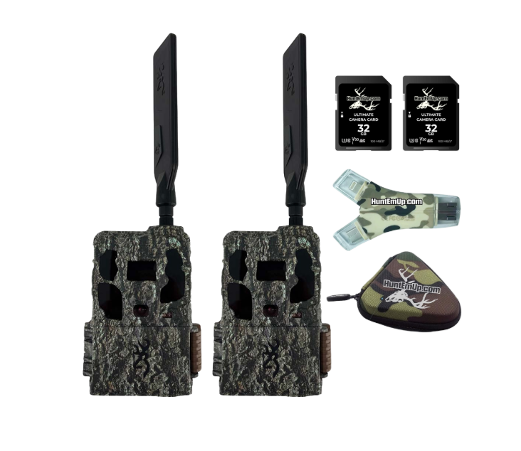 Browning Defender Pro Scout Max HD AI Trail Camera HuntEmUp Double Bundle