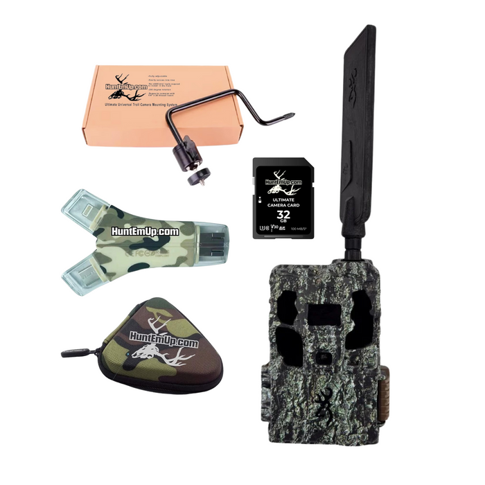 Browning Defender Pro Scout Max AI with HuntEmUp Universal Mounting System, 32GB SD Card, High-Speed Card reader and case