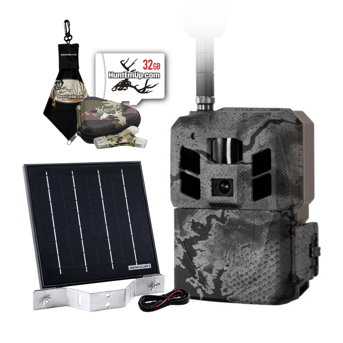 Spartan GoLive 3 Trail Camera and Solar Panel Bundle with HuntEmUp Accessories