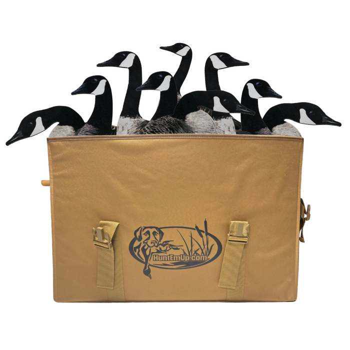 HuntEmUp Pro-Flock Flocked Canada Flock-Stopper Goose Silhouette Decoys (24-Pack) with HuntEmUp Silhouette Decoy Bag