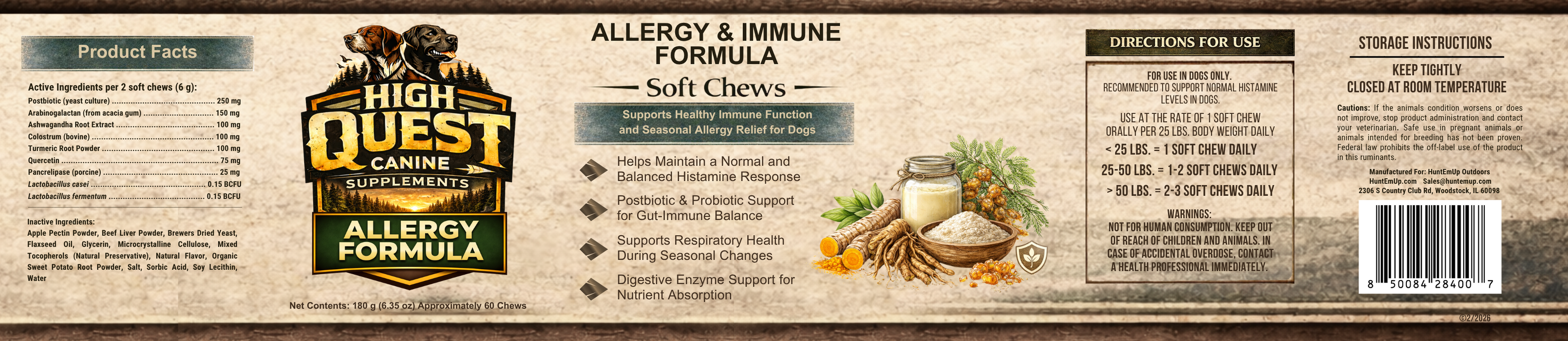 Label for High Quest Allergy Supplement 