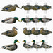 HEU matte and flocked 12 pack of mallard and hen silhouette decoys for waterfowl hunters. 