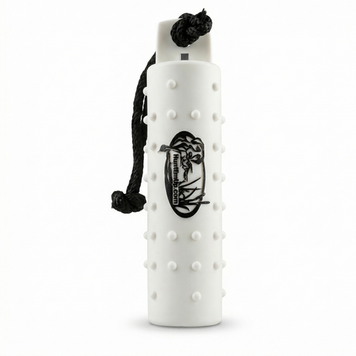 HuntEmUp 3inch large white knobby training bumper with valve and throw rope
