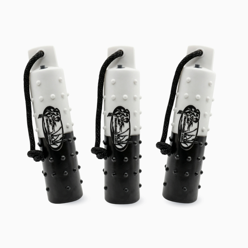 HEU flasher black and white 3pack training bumpers with throw ropes for retriever training