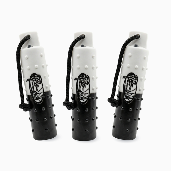 HEU flasher black and white 3pack training bumpers with throw ropes for retriever training