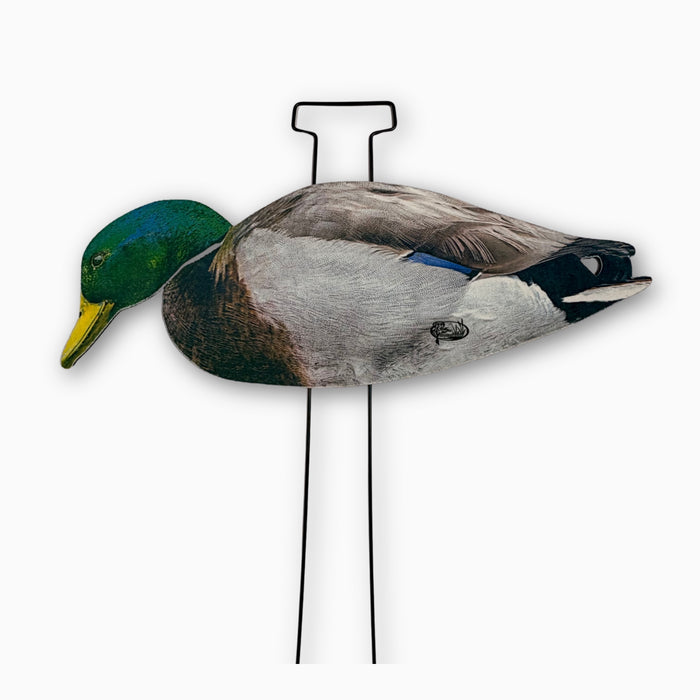 HuntEmUp feeding mallard silhouette decoy with stake - realistic decoy with matte or flocked finish