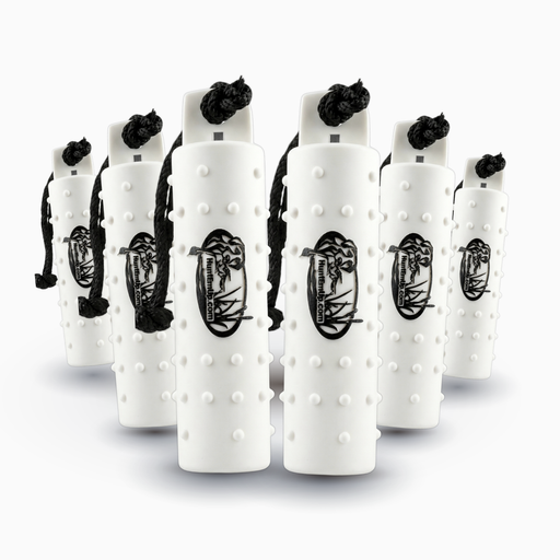 HuntEmUp large 3inch white plastic bumper 6pack with included throw rope