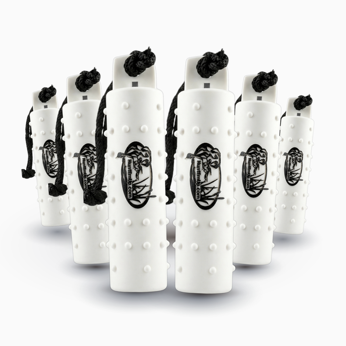 HuntEmUp large 3inch white plastic bumper 6pack with included throw rope