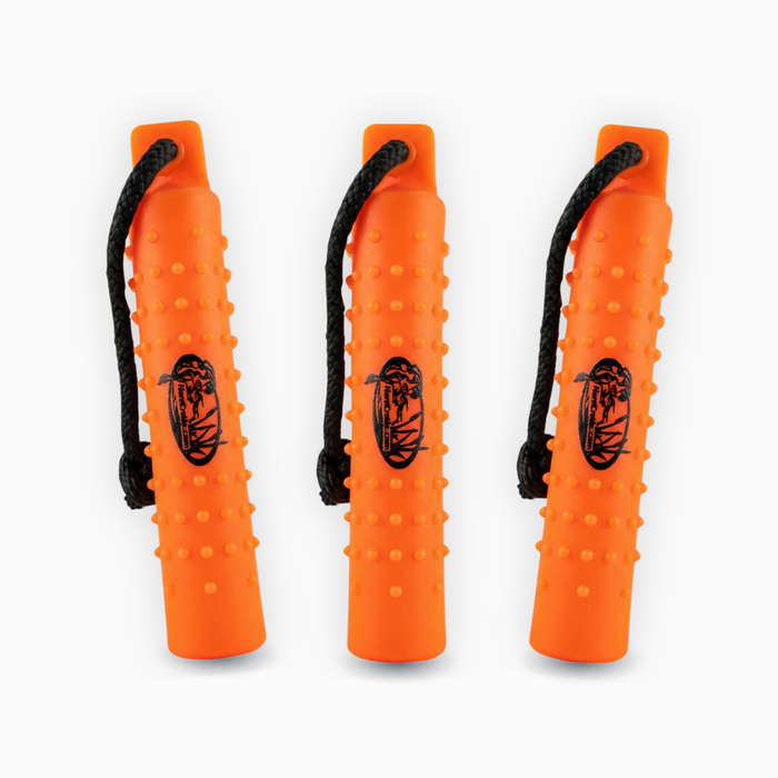 HEU orange 2inch knobby dog training bumper 3 pack with valve and throw rope for retriever training