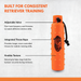 HEU orange large 3inch retriever training bumper with adjustable valve, throw rope, and knobby texture 
