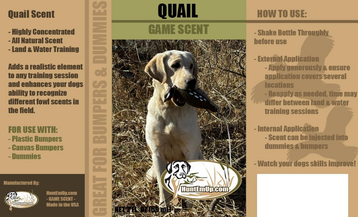 HEU dog training scent - Quail label