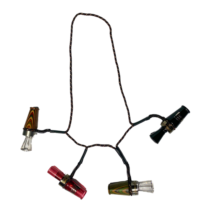 huntemup ultimate quad loop game call lanyard with 4 waterfowl duck calls