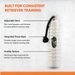 huntemup white standard 2inch training bumper with knobby texture, throw rope, and valve